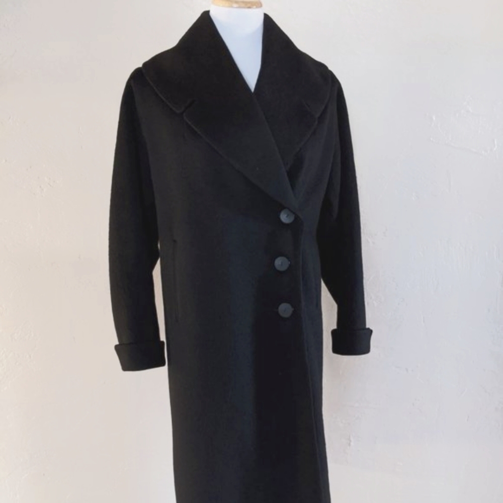 1950's VTG Betty Rose Fitted Coat Black Wool